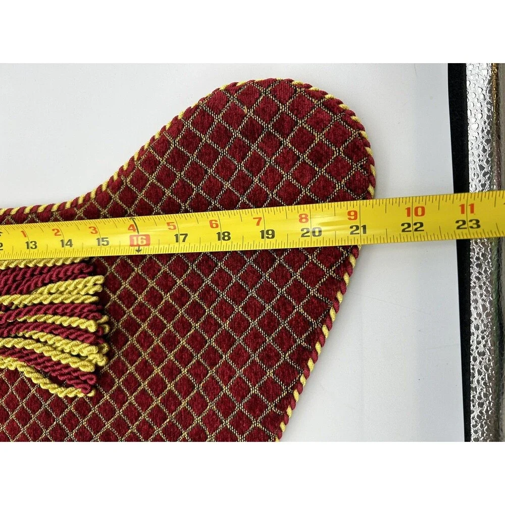 Dillards Trimmings Embroidered Christmas Stocking 21” Tassel Velvet VTG
